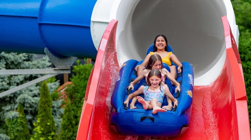 Girls riding in tube